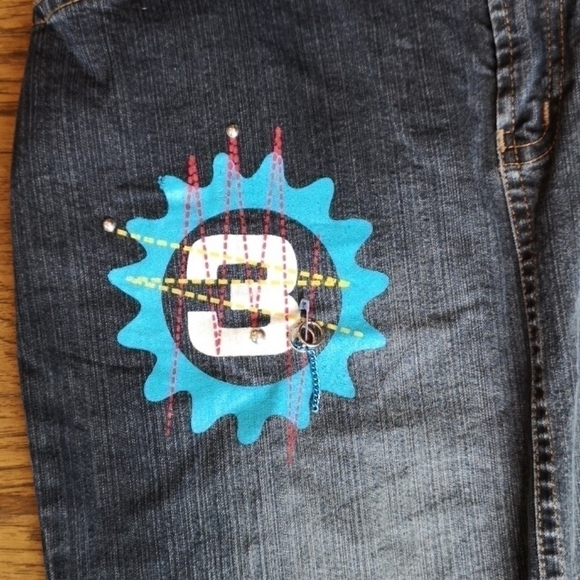 Long Distressed Grafitti Denim Mermaid Skirt Large - Picture 9 of 12